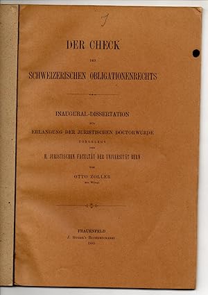 Seller image for Der Check des schweizerischen Obligationenrechts. Dissertation. for sale by Wissenschaftliches Antiquariat Kln Dr. Sebastian Peters UG