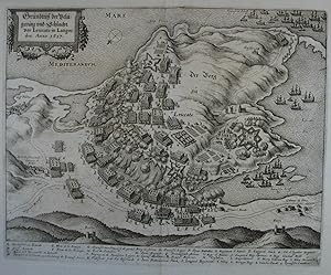 Grundriß der Belagerung und Schlacht vor Leucate in Languedoc, Anno 1637. Kupferstich v. M. Meria...