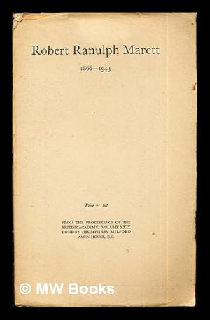 Imagen del vendedor de Robert Ranulph Marett: 1866-1943 a la venta por MW Books