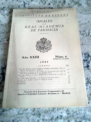 ANALES DE LA REAL ACADEMIA DE FARMACIA. Año XXIII. Nº 2. 1957
