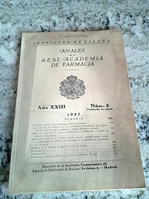 ANALES DE LA REAL ACADEMIA DE FARMACIA. Año XXIII. Nº 3. 1957