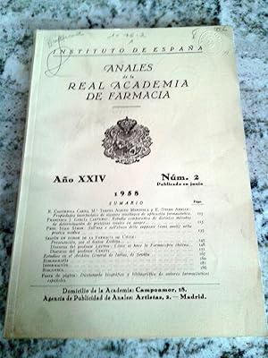 ANALES DE LA REAL ACADEMIA DE FARMACIA. Año XXIV. Nº 2. 1958