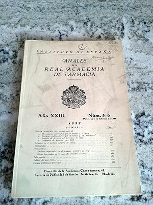 ANALES DE LA REAL ACADEMIA DE FARMACIA. Año XXIII. Nº 5 -6. 1957