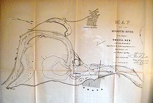 Antique MAP OF THE MISSOURI RIVER in the vicinity of OMAHA, Neb,: 1877