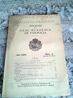 ANALES DE LA REAL ACADEMIA DE FARMACIA. Año XXIV. Nº 6. 1958