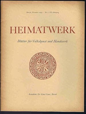 Seller image for Heimatwerk: Blatter fur Volkskunst und Handwerk November 1955 for sale by Lazy Letters Books