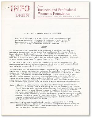 Seller image for [Drop title] Education of Women Around the World [Info Digest from Business and Professional Women's Foundation] for sale by Lorne Bair Rare Books, ABAA