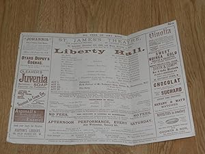 Imagen del vendedor de St. James's Theatre Programme: An Original comedy, in 4 acts, By R. C. Carton -- Liberty Hall. December 3rd 1892. a la venta por Dublin Bookbrowsers