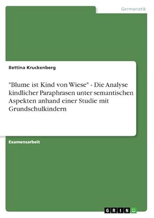 Seller image for Blume ist Kind von Wiese" - Die Analyse kindlicher Paraphrasen unter semantischen Aspekten anhand einer Studie mit Grundschulkindern for sale by AHA-BUCH GmbH