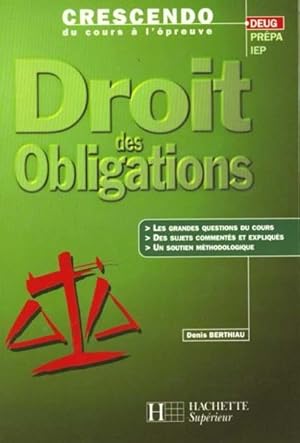 Image du vendeur pour Droit des obligations mis en vente par Chapitre.com : livres et presse ancienne