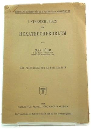 Bild des Verkufers fr Untersuchungen Zum Hexateuchproblem: I: Der Priesterkodex in der Genesis zum Verkauf von PsychoBabel & Skoob Books