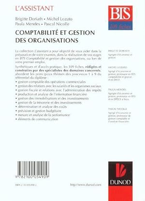 Image du vendeur pour Comptabilit et gestion des organisations. BTS, 109 fiches pour l'assistant mis en vente par Chapitre.com : livres et presse ancienne