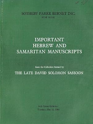 Sothebys May 1981 Important Hebrew & Samaritan Manuscripts Collection by Late Da