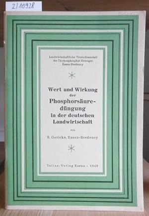 Bild des Verkufers fr Wert und Wirkung der Phosphorsuredngung in der deutschen Landwirtschaft. zum Verkauf von Versandantiquariat Trffelschwein