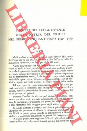 I poteri del Luogotenente della patria del Friuli nel primo cinquantennio. 1420-1470.