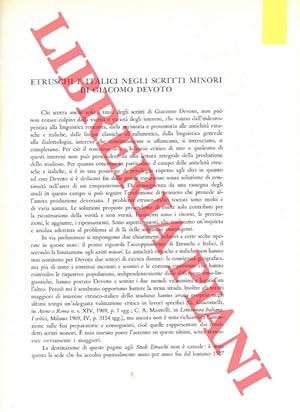 Etruschi e Italici negli scritti minori di Giacomo Devoto.