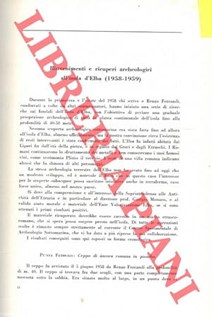 Rinvenimenti e ricuperi archeologici all'isola d'Elba (1958-1959) .
