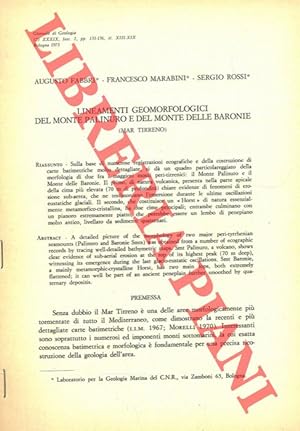 Bild des Verkufers fr Lineamenti geomorfologici del Monte Palinuro e del Monte delle Baronie (Mar Tirreno) . zum Verkauf von Libreria Piani