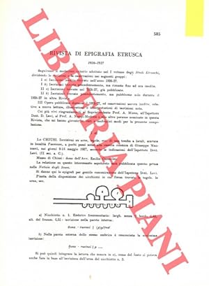 Rivista di epigrafia etrusca. 1926-1927.