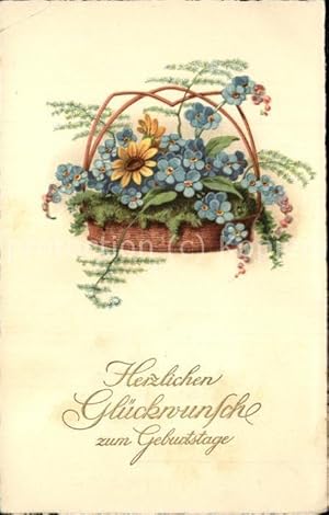 Bild des Verkufers fr Postkarte Carte Postale Geburtstag Herzlichen Glckwunsch Blumenkorb zum Verkauf von Versandhandel Boeger