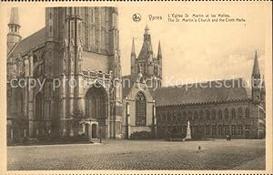 Bild des Verkufers fr Postkarte Carte Postale Ypres Ypern West Vlaanderen Eglise St Martin et les Halles zum Verkauf von Versandhandel Boeger