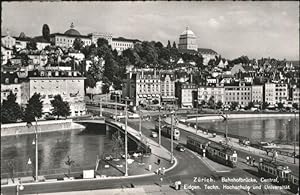 Postkarte Carte Postale Zürich Bahnhofbrücke Schule Universität *