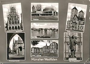 Postkarte Carte Postale Münster Westfalen Rathaus Theater Aa-See x