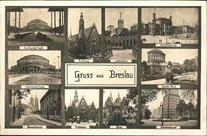 Postkarte Carte Postale Breslau Jahrhunderthalle Rathaus Hauptbahnhof Domstrasse Dom Postscheckamt *