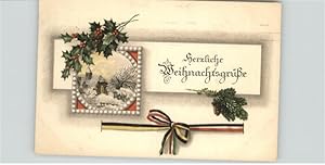 Postkarte Carte Postale Schwarz Weiss Rot Weihnachtsgrüsse
