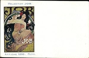 Jugendstil Künstler Ansichtskarte / Postkarte Mucha, Collection Job, Affiche 1898, Frauenportrait...