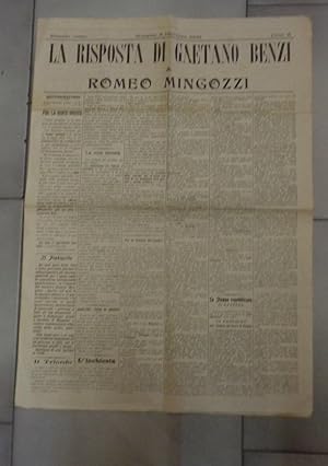 BOLOGNA 08 DICEMBRE 1903 - LA RISPOSTA DI GAETANO BENZI A ROMEO MINGOZZI - NUMERO UNICO - , Bolog...