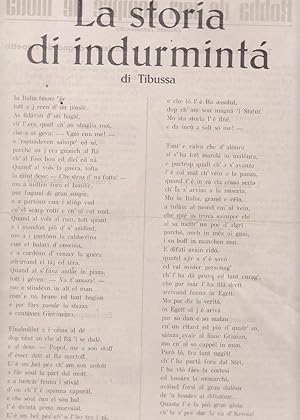 LA STORIA DI INDURMINTA' . Lunga poesia in dialetto bolognese di TIBUSSA (senza data ma circa ann...