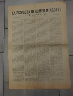 BOLOGNA 24 NOVEMBRE 1903 - LA RISPOSTA DI ROMEO MINGOZZI A BENZI E C. - NUMERO UNICO - , Bologna,...