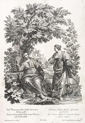 Bild des Verkufers fr Hertel, Johann Georg d.. Christus und die Samariterin am Brunnen zum Verkauf von GALERIE HIMMEL
