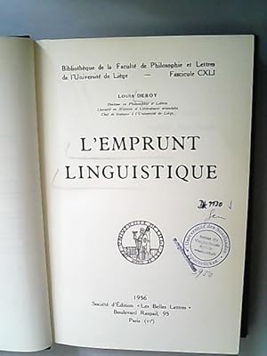 Bild des Verkufers fr Lemprunt linguistique. zum Verkauf von Antiquariat Bookfarm