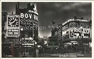 Imagen del vendedor de Postkarte Carte Postale London Eros Statue and Piccadilly Circus by Night a la venta por Versandhandel Boeger