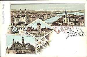 Postkarte Carte Postale Zürich Landesmuseum Tonhalle Stadtansicht