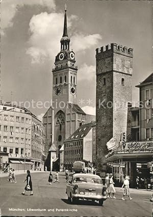 Postkarte Carte Postale München Löwenturm und Peterskirche