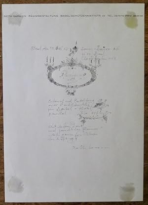 Eigenhändiger Entwurf einer Rechnung (Tuschzeichnung), 30 x 21cm, auf adressiertem Briefpapier, B...