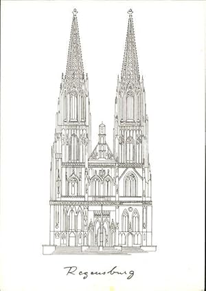 Bild des Verkufers fr Postkarte Carte Postale Regensburg Dom Zeichnung Kuratorium Kinderhilfswerk der Bruderschaft Salem zum Verkauf von Versandhandel Boeger