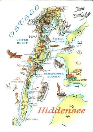 Postkarte Carte Postale Insel Hiddensee Schaproder Bodden Vitter Boden Bucht