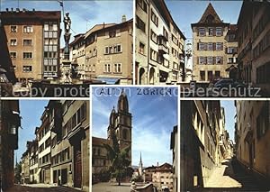 Postkarte Carte Postale Zürich Altstadt Motive Kirche Brunnen