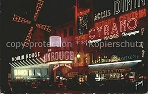 Seller image for Postkarte Carte Postale Paris Moulin Rouge bei Nacht for sale by Versandhandel Boeger