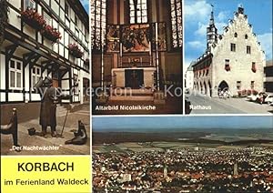 Postkarte Carte Postale Korbach Der Nachtwächter Altarbild Nicolaikirche Rathaus Gesamtansicht