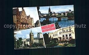 Postkarte Carte Postale Frankfurt Main Römer Mainufer Eschenheimer-Turm Flamingos Zoo