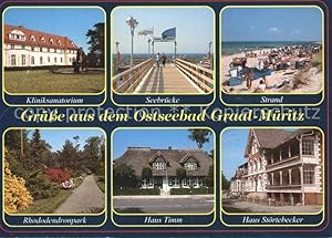 Bild des Verkufers fr Postkarte Carte Postale Graal-Mritz Kliniksanatorium Seebrcke Strand Haus Strtebeker Haus Timm Rhododendronpark zum Verkauf von Versandhandel Boeger