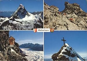 Bild des Verkufers fr Postkarte Carte Postale Zermatt VS Matterhorn Am Hrnligrat Sovay Htte Gipfelkreuz zum Verkauf von Versandhandel Boeger