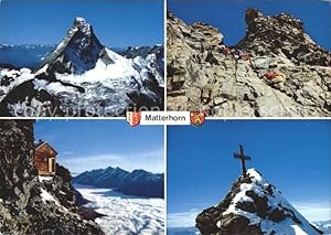 Bild des Verkufers fr Postkarte Carte Postale Zermatt VS Matterhorn Bergsteiger am Hrnligrat Sovay Htte Gipfelkreuz zum Verkauf von Versandhandel Boeger