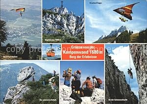 Bild des Verkufers fr Postkarte Carte Postale Aschau Chiemgau Kampenwand Gipfelkreuz Drachenflieger Bergsteiger Schneeschlucht Steinerne Schuh Bayerische Alpen zum Verkauf von Versandhandel Boeger