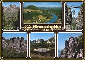 Immagine del venditore per Postkarte Carte Postale Schsische Schweiz Amselsee mit Lokomotive Lilienstein Felsenburg Neurathen Gansfelsen Basteifelsen Basteibrcke venduto da Versandhandel Boeger